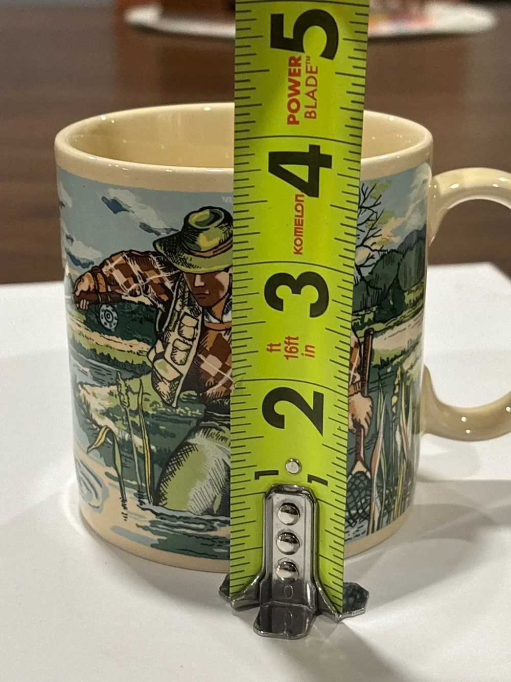 Vintage RUSS fly fishing coffee mug, idyllic cabin core vibes. Dad gift